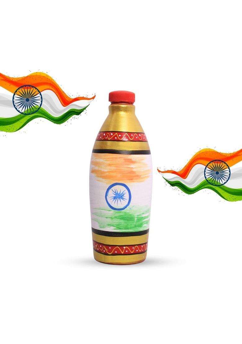 Terra Charms Clay Water Bottle | 1 L | 1.1 Qt | Non-Toxic - Indya