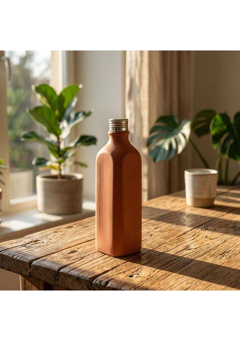 Terra Charms Square Mitti Bottle | 1 L | 1.1 Qt | Non-Toxic - Indya