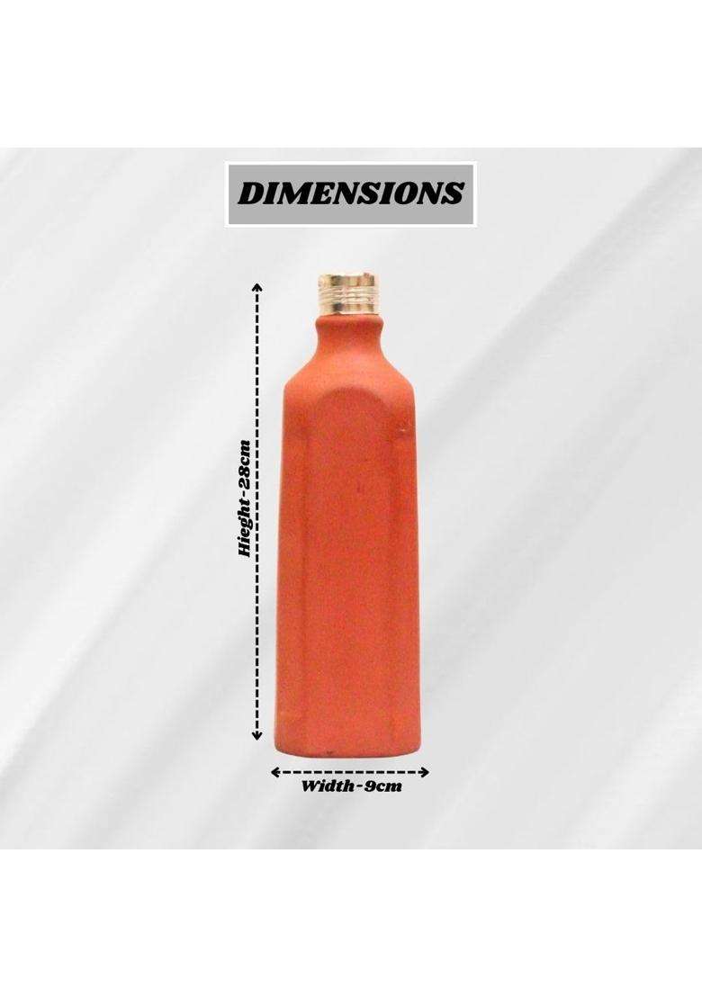 Terra Charms Square Mitti Bottle | 1 L | 1.1 Qt | Non-Toxic - Indya