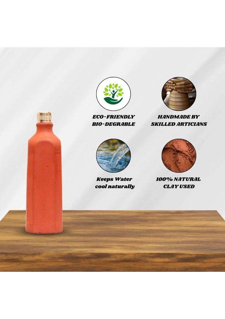 Terra Charms Square Mitti Bottle | 1 L | 1.1 Qt | Non-Toxic - Indya
