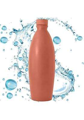 B S NATURAL Clay Water Bottle Earthen Water Cooling Drinking Storage | 1 L | 1.1 Qt | Leak Proof