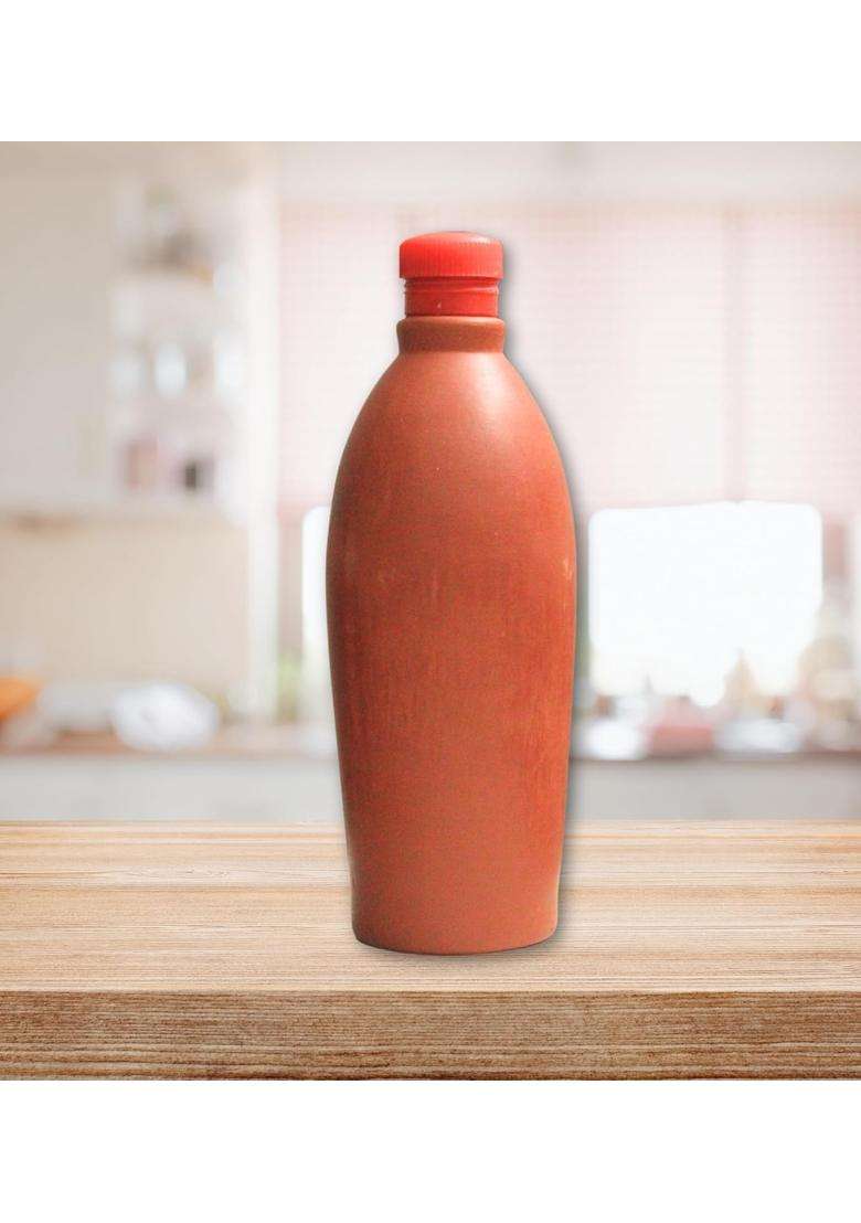 Jetwals Clay Water Bottle Earthen Water Bottle | 1000 ml | 33.8 fl oz - Indya