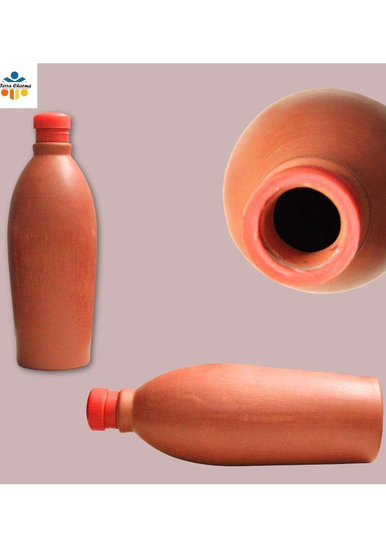 Jetwals Clay Water Bottle Earthen Water Bottle | 1000 ml | 33.8 fl oz - Indya