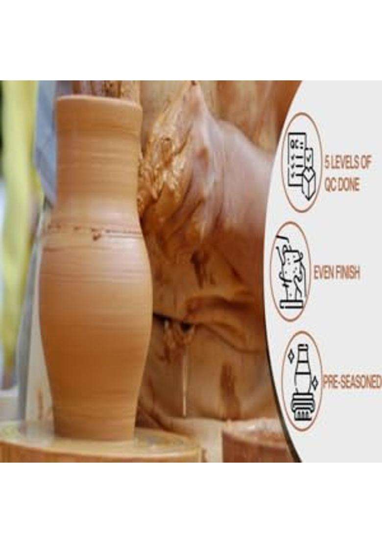 Jetwals Clay Water Bottle Earthen Water Bottle | 1000 ml | 33.8 fl oz - Indya