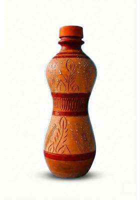 Minely Worldwide Retails Clay Water Bottle with Lid | 1000 ml | 33.8 fl oz | Handcrafted
