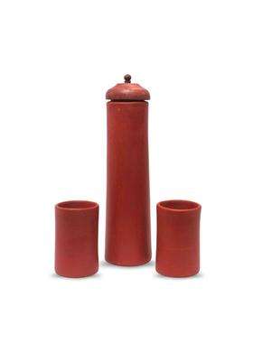 Terra Charms Handmade Terracotta Water Bottle with 2 Glasses Set | 1 L | 1.1 Qt