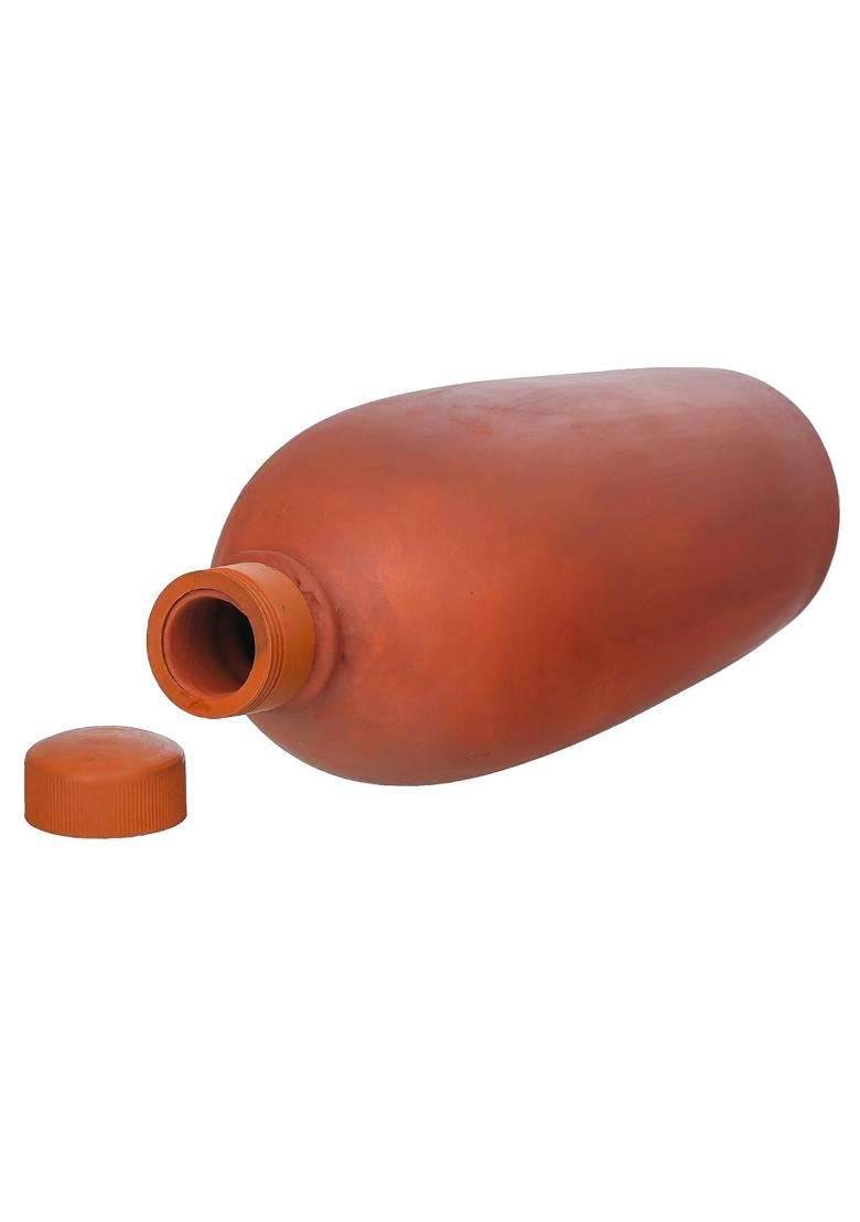 B S NATURAL Chemical-Free Hydration Traditional Cooling Natural Terracotta Clay Water Bottle | Non-Toxic - Indya