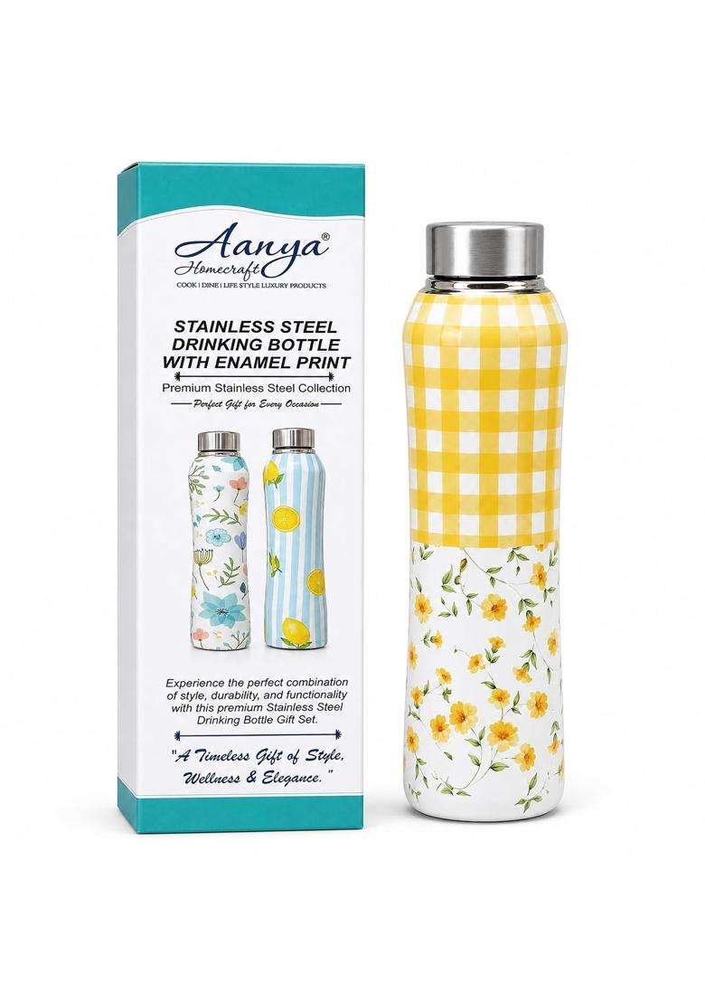 AANYA HOME CRAFT Aanya Homecraft Enamel Print Stainless Steel Water Bottle | 1 L | 1.1 Qt - Indya