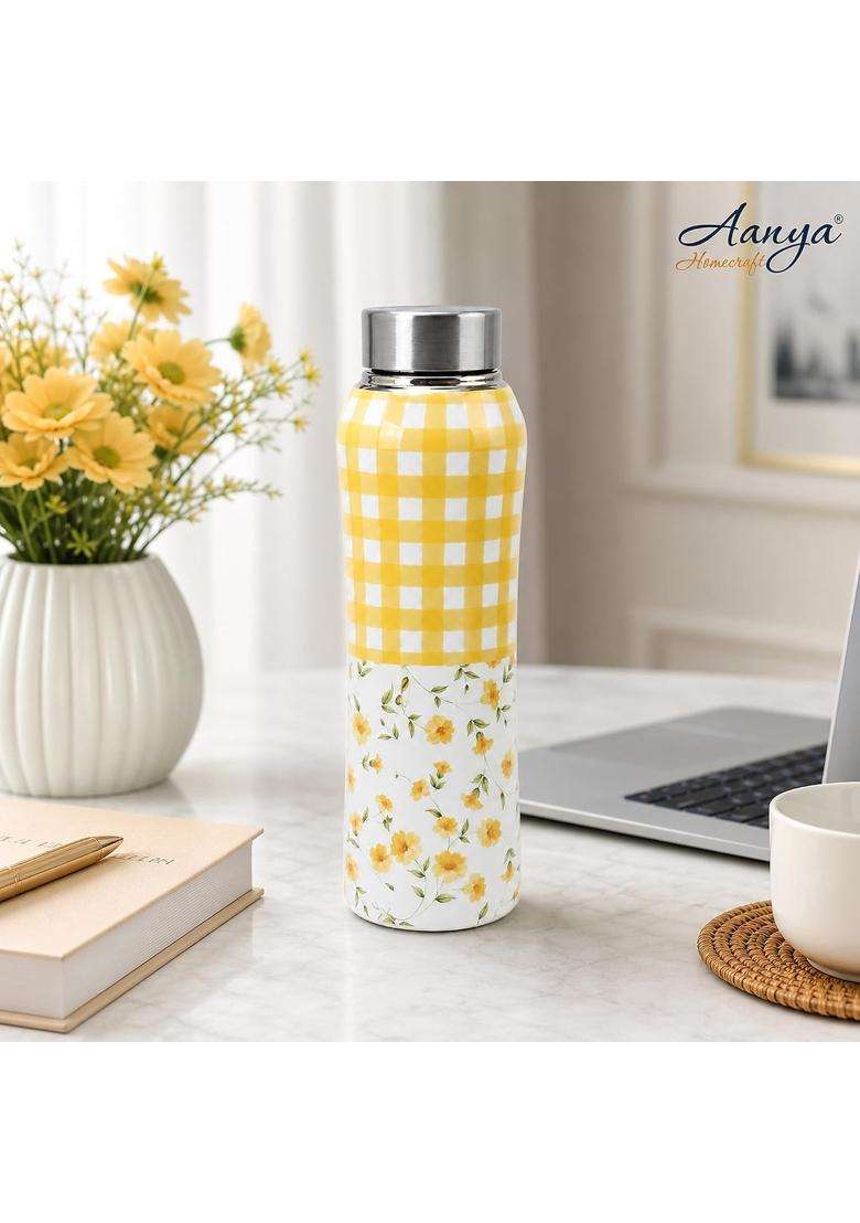 AANYA HOME CRAFT Aanya Homecraft Enamel Print Stainless Steel Water Bottle | 1 L | 1.1 Qt - Indya