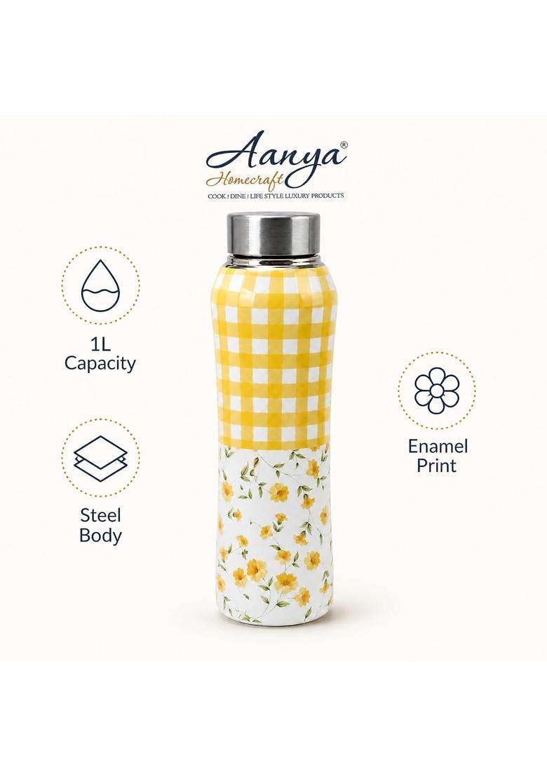 AANYA HOME CRAFT Aanya Homecraft Enamel Print Stainless Steel Water Bottle | 1 L | 1.1 Qt - Indya