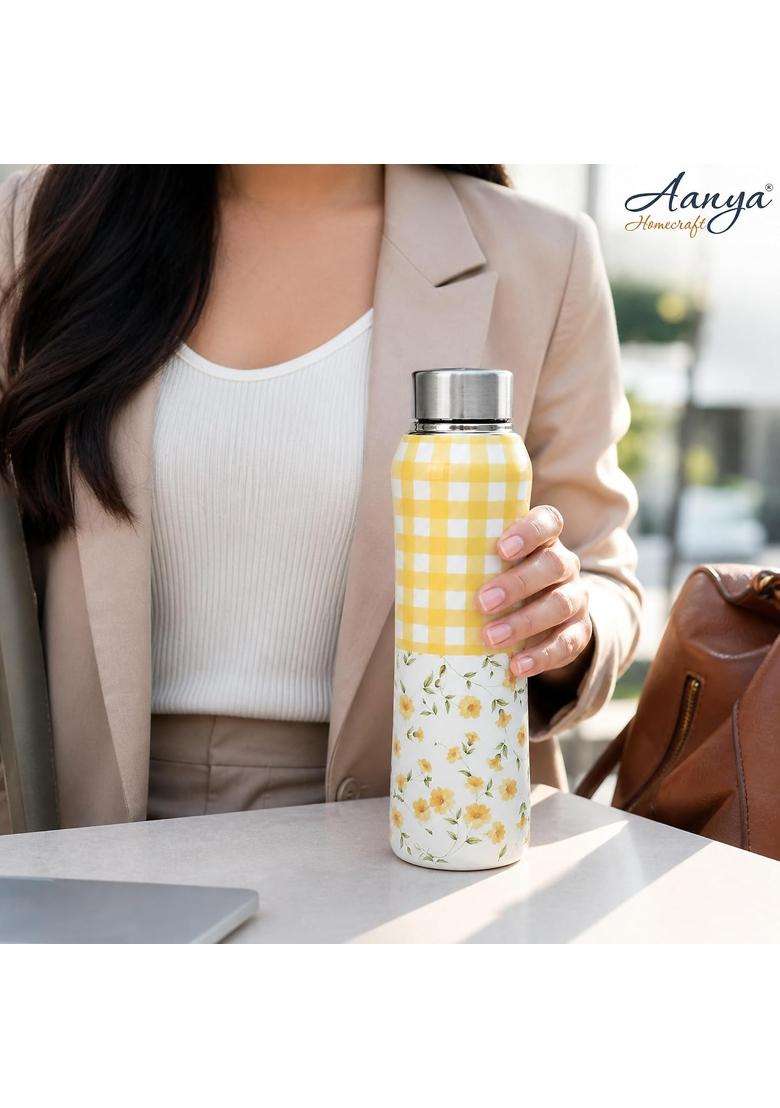 AANYA HOME CRAFT Aanya Homecraft Enamel Print Stainless Steel Water Bottle | 1 L | 1.1 Qt - Indya