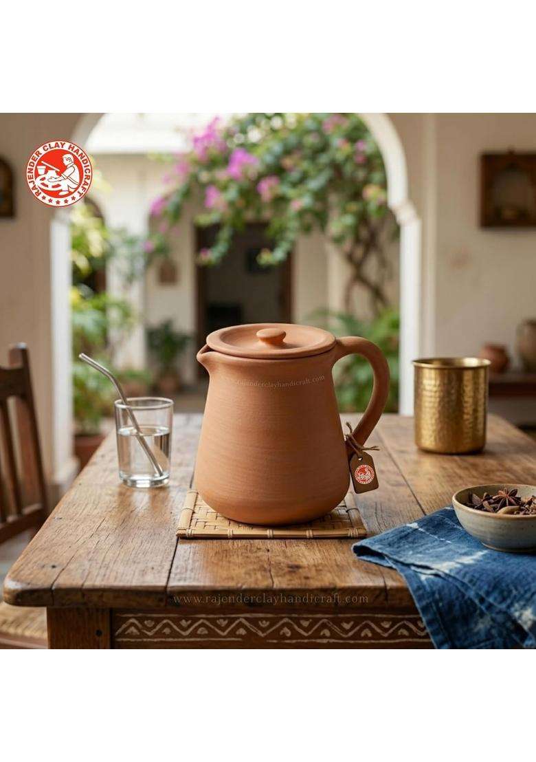 RAJENDER CLAY HANDICRAFT Premium Handmade Clay Water Jug | 1 L | 1.1 Qt - Indya