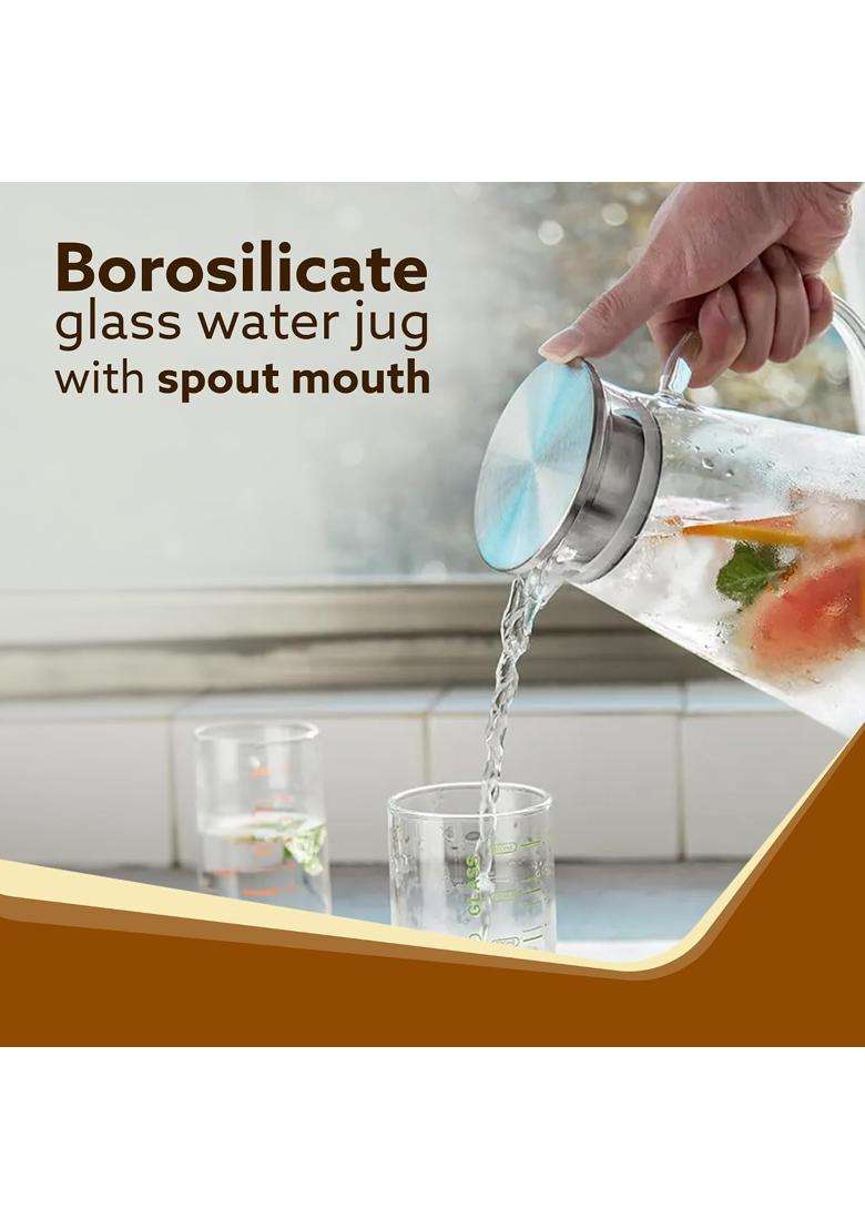 AGARO Elite Borosilicate Water Jug | 1.8 L | 1.9 Qt - Indya