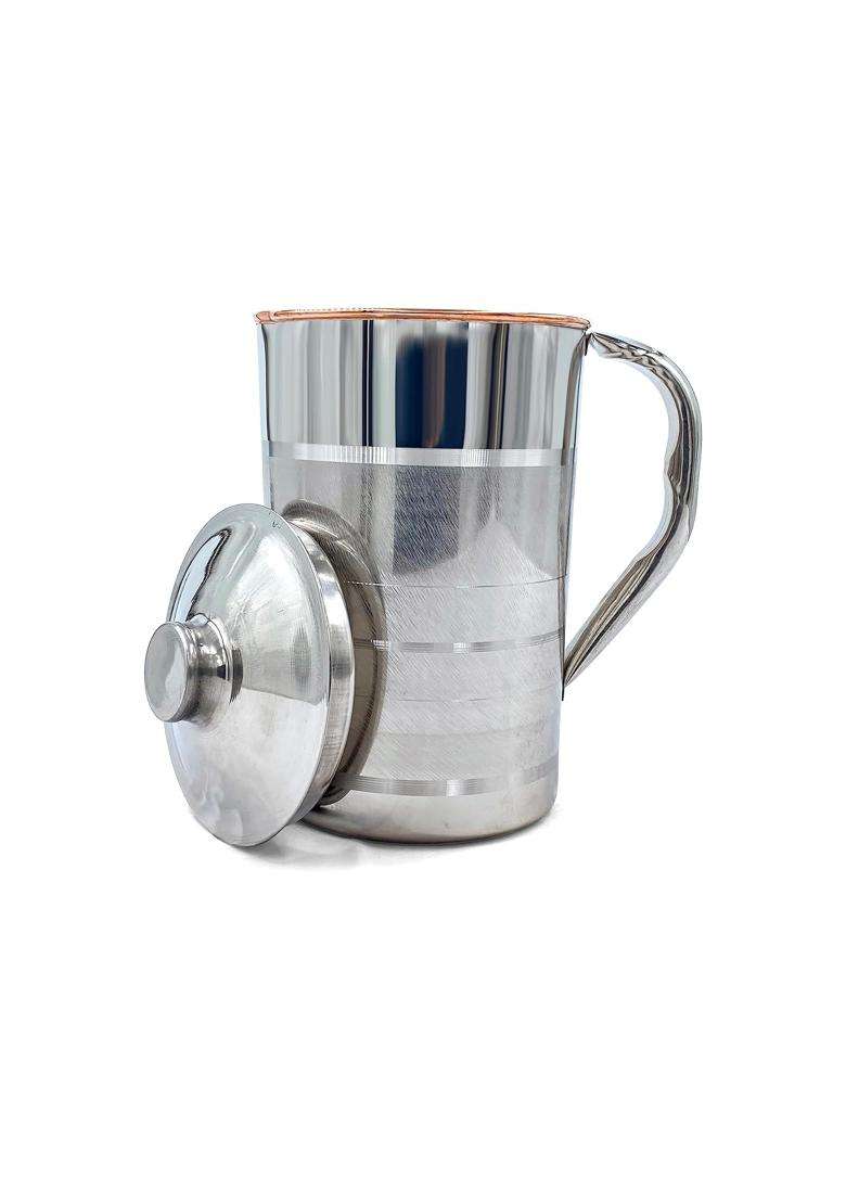 Adoko Premium Copper Lined Stainless Steel Water Jug Pitcher | 1.5 L | 1.6 Qt | Leak Proof - Indya