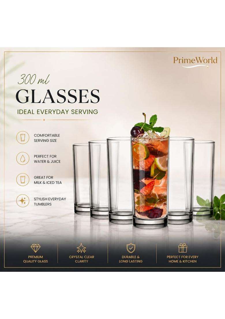 PrimeWorld Premium Set of Water Jug and Glasses Pcs and Jug Set | 1.3 L | 1.4 Qt | 6-Piece Set - Indya