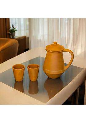 RAJENDER CLAY HANDICRAFT Handmade Mitti Clay Water Jug with 2 Glasses Each | 2 L | 2.1 Qt