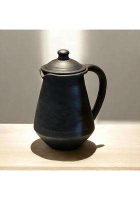 RAJENDER CLAY HANDICRAFT Black Kabutari Jug Handmade Natural Mitti Water Jug for Daily Use by Rajender | 2 L | 2.1 Qt