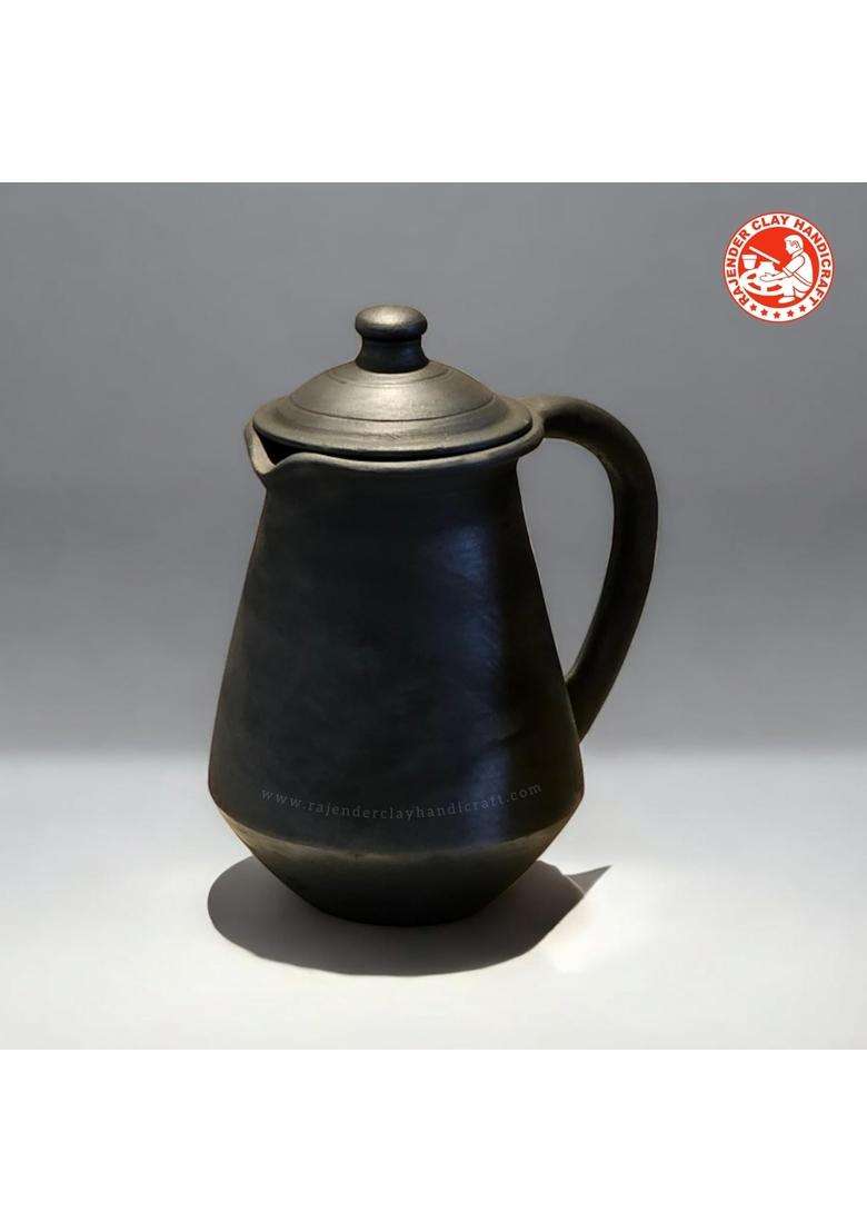 RAJENDER CLAY HANDICRAFT Black Kabutari Jug Handmade Natural Mitti Water Jug for Daily Use by Rajender | 2 L | 2.1 Qt - Indya