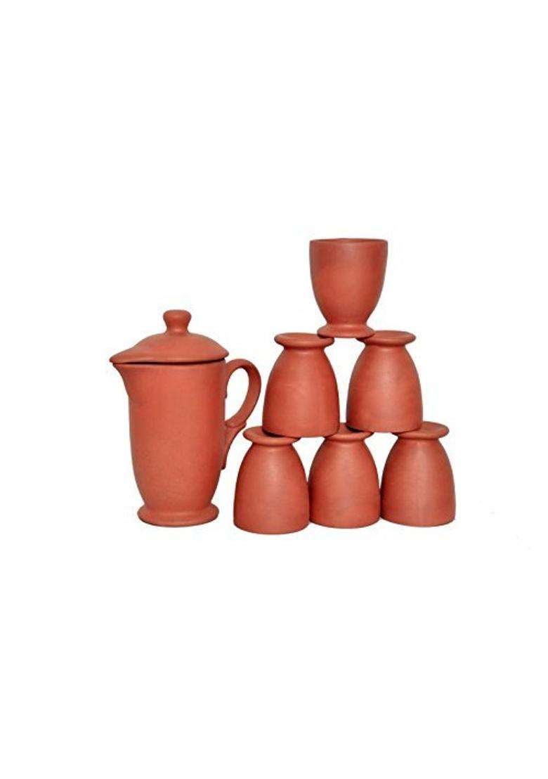 HC THE CRAFTS Clay Jug for Drinking Water Terracotta Mitti Ka Jug with Lid | 1 L | 1.1 Qt - Indya