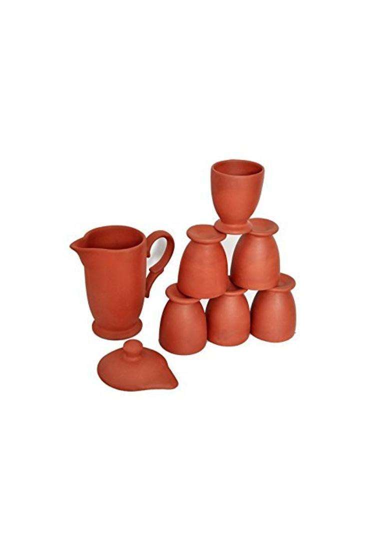 HC THE CRAFTS Clay Jug for Drinking Water Terracotta Mitti Ka Jug with Lid | 1 L | 1.1 Qt - Indya