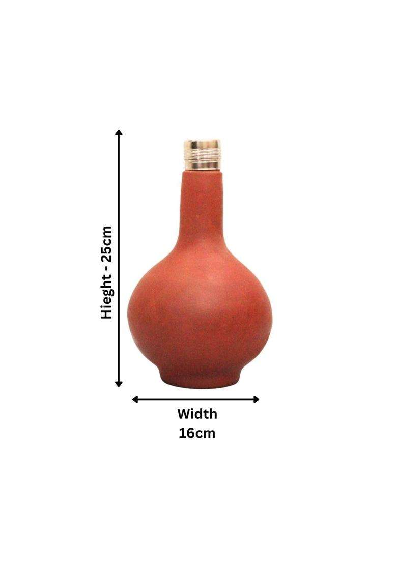 Terra Charms Clay Surahi Bottle | 1 L | 1.1 Qt | Pack of 3 | Handcrafted - Indya