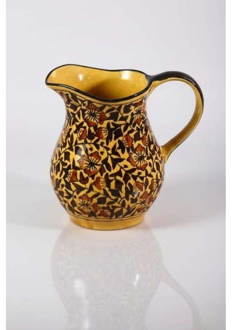 Caffeine Ceramic Handmade Stonware Brown Sehra Water Jug | 1800 ml | 60.9 fl oz | Dishwasher Safe | Microwave Safe - Indya