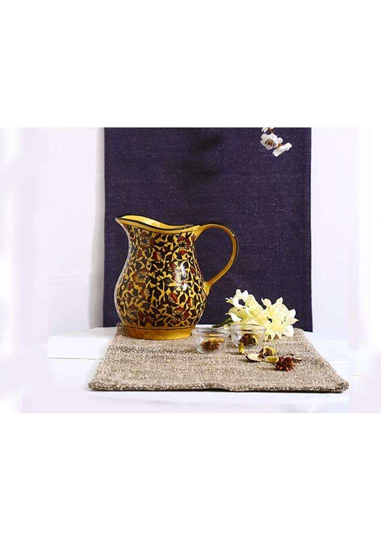 Caffeine Ceramic Handmade Stonware Brown Sehra Water Jug | 1800 ml | 60.9 fl oz | Dishwasher Safe | Microwave Safe - Indya