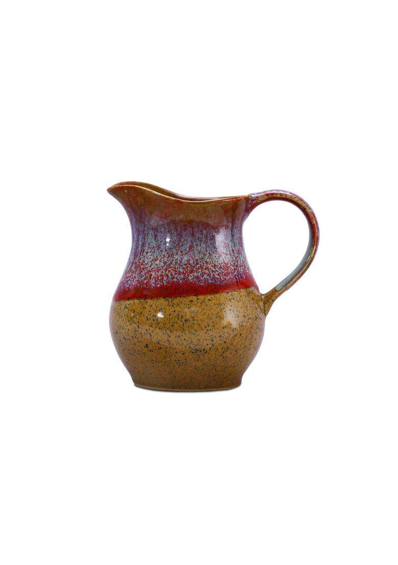Caffeine Ceramic Handmade Stonware Matte Brown and Multicoloured Water Jug | 1800 ml | 60.9 fl oz | Dishwasher Safe | Microwave Safe - Indya