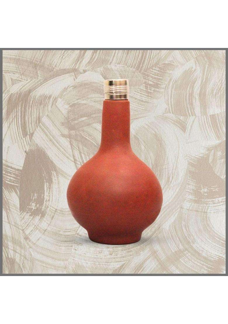 Terra Charms Clay Surahi with Steel Cap | 1 L | 1.1 Qt - Indya