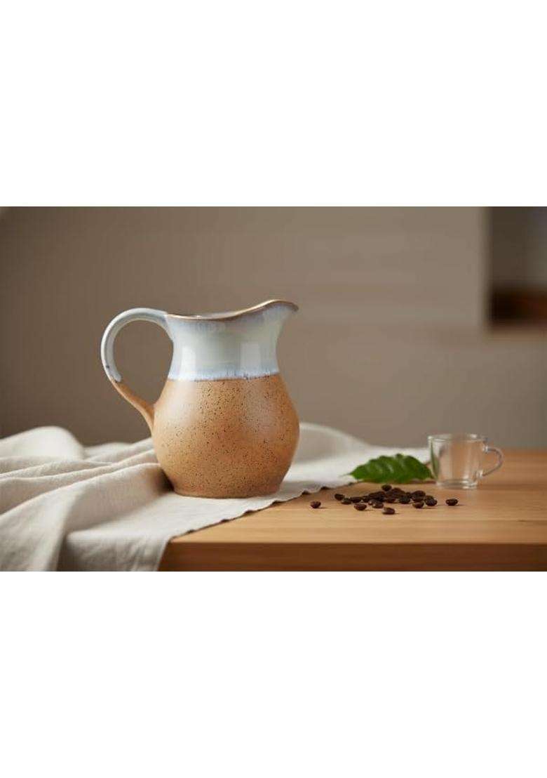 Caffeine Ceramic Handmade Stoneware Matte Brown Water Jug | 1800 ml | 60.9 fl oz | Dishwasher Safe | Microwave Safe - Indya