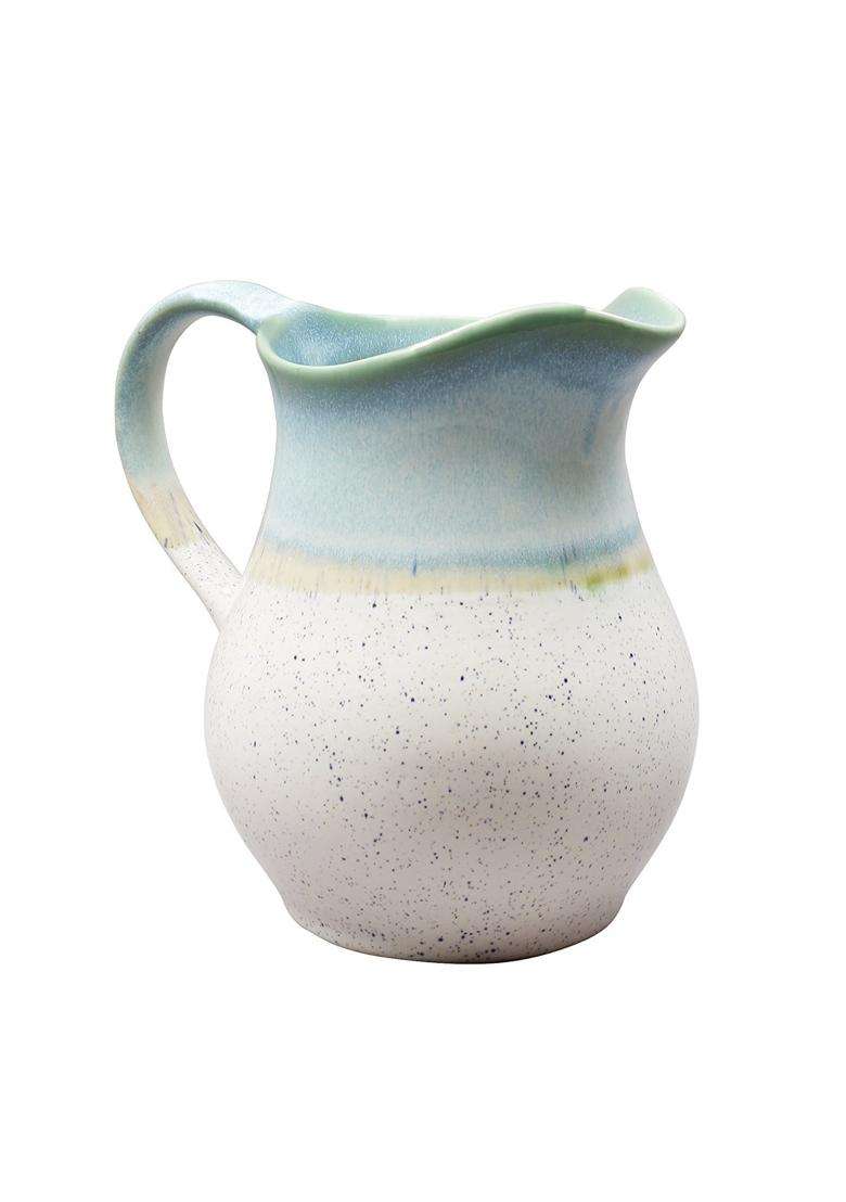 Caffeine Ceramic Handmade Stoneware Blue and White Water Jug | 1800 ml | 60.9 fl oz | Dishwasher Safe | Microwave Safe - Indya
