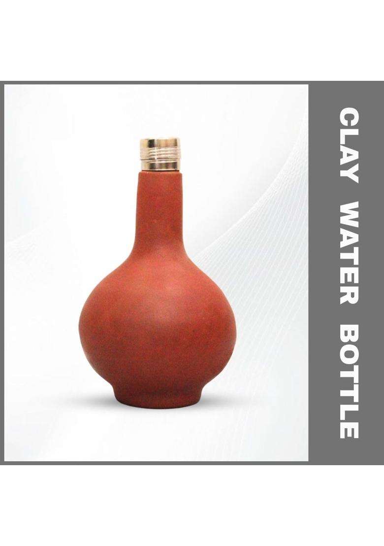 Terra Charms Clay Surahi with Steel Cap | 1 L | 1.1 Qt - Indya