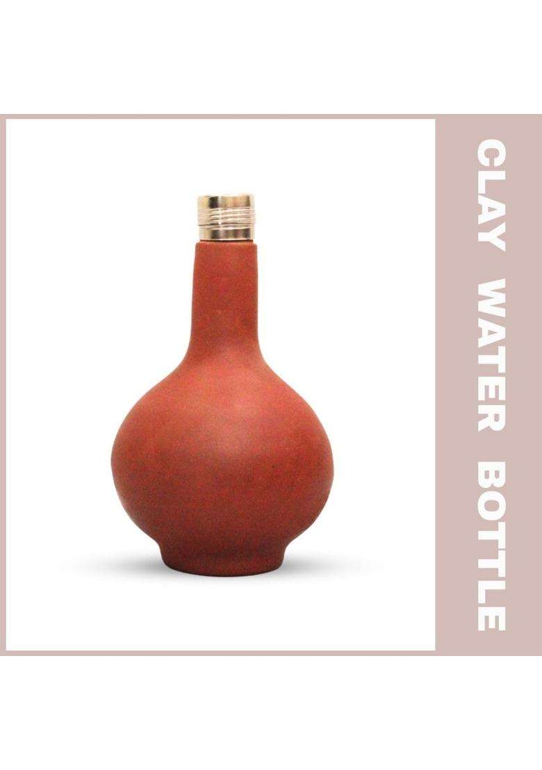 Terra Charms Mitti Surahi with Steel Cap | 1 L | 1.1 Qt - Indya