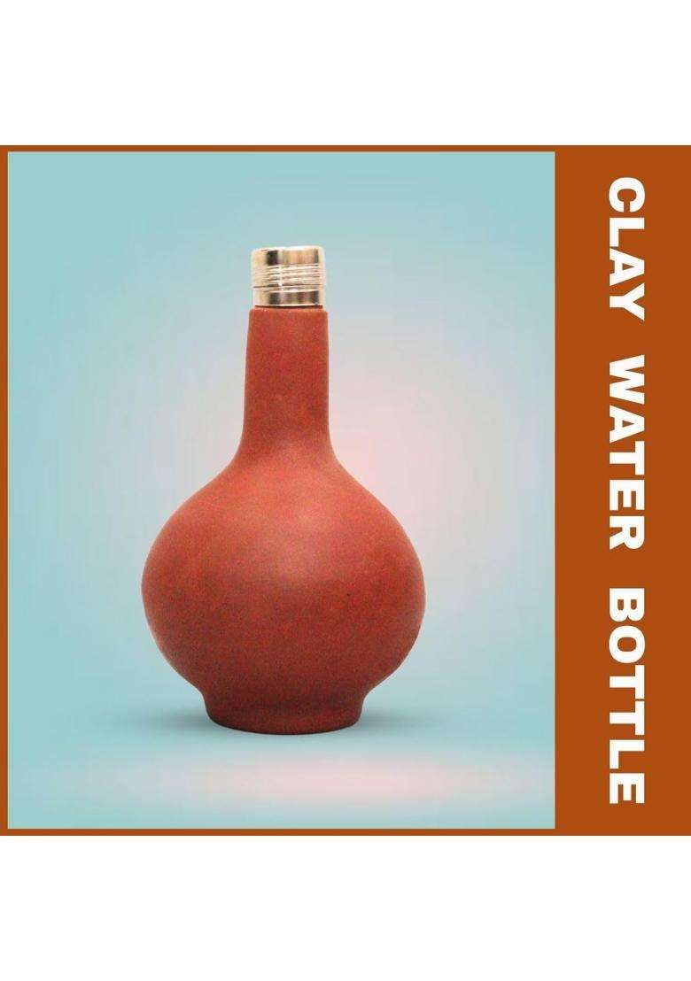 Terra Charms Clay Surahi with Steel Cap | 1 L | 1.1 Qt - Indya