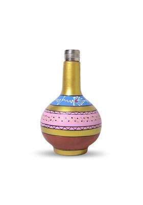 Terra Charms Hand Painted Clay Surahi with Steel Cap | 1 L | 1.1 Qt