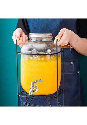 PrimeWorld Glass Water Beverage Dispenser with Stand | 5 L | 5.3 Qt