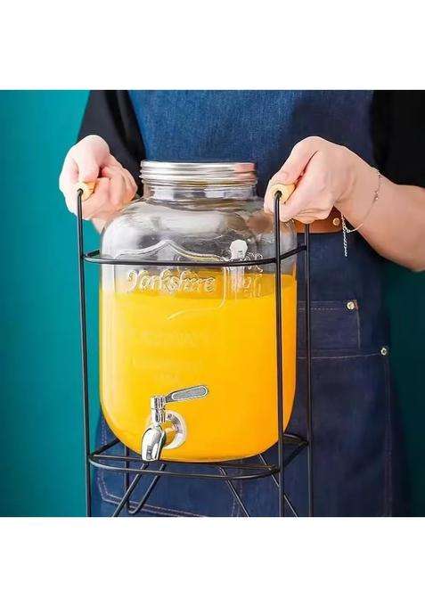PrimeWorld Glass Water Beverage Dispenser with Stand | 5 L | 5.3 Qt