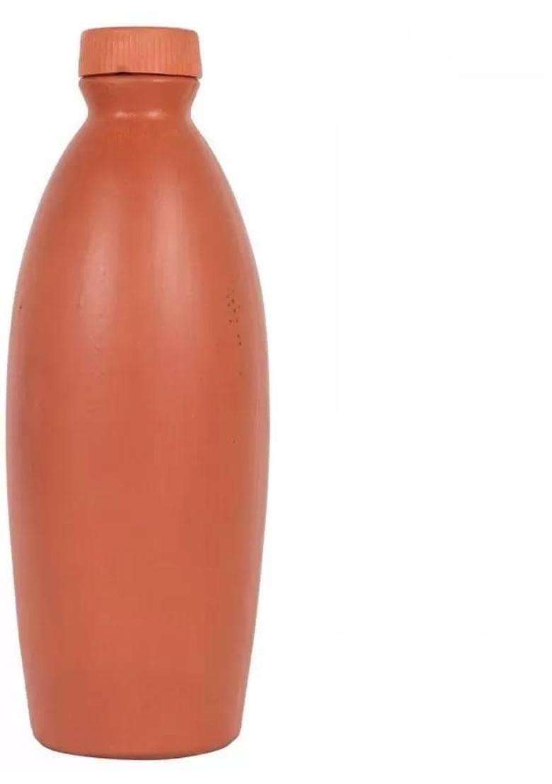Jetwals Clay Art Terracotta Clay Water Bottle | 1000 ml | 33.8 fl oz - Indya