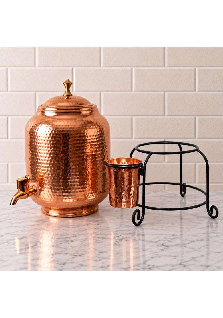 Copper-Master Hammered Water Dispenser | 5 L | 5.3 Qt - Indya