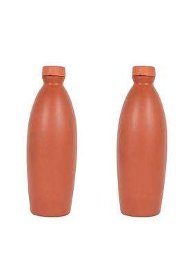 Bhanvi Handicrafts Traditional Clay Bottle for Drinking Water | 1000 ml | 33.8 fl oz | Handcrafted
