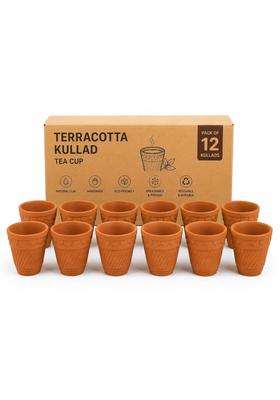 Clay Root Handmade Terracotta Clay Kulhad Clay Tea Cup Cups Eco Friendly Reusable Mitti Cups for Tea | 100 ml | 3.4 fl oz | 12-Piece Set