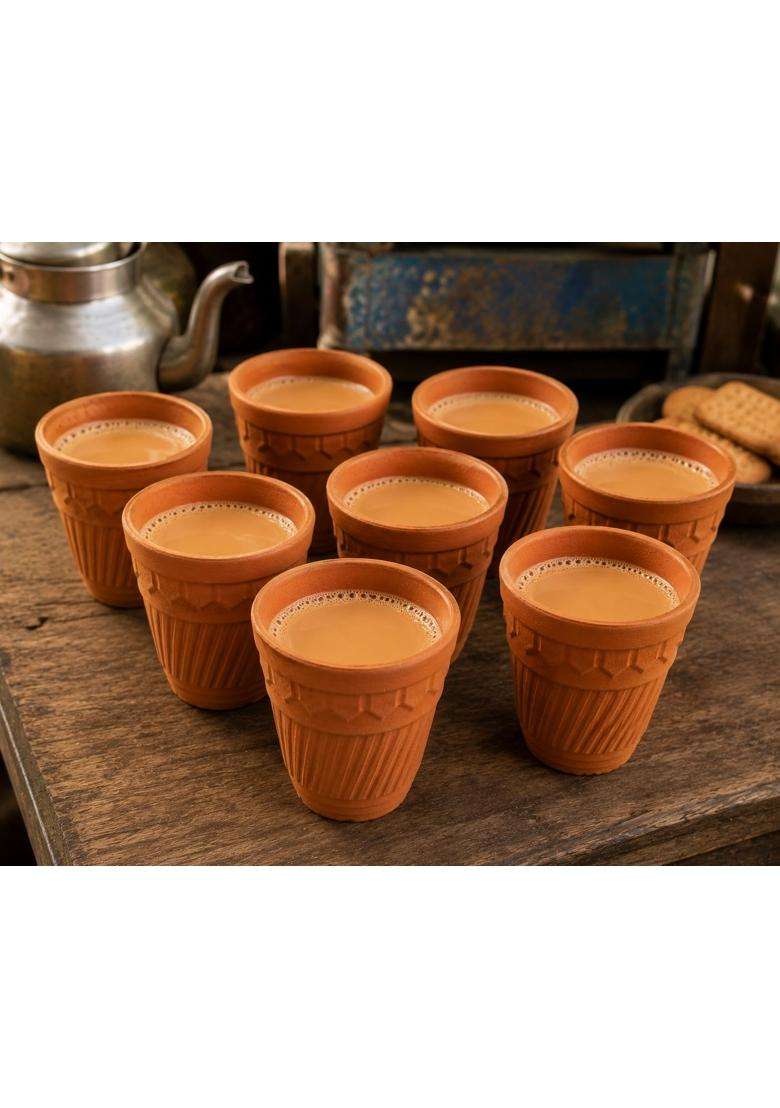 Clay Root Handmade Terracotta Clay Kulhad Clay Tea Cup Cups Eco Friendly Reusable Mitti Cups for Tea | 100 ml | 3.4 fl oz | 12-Piece Set - Indya