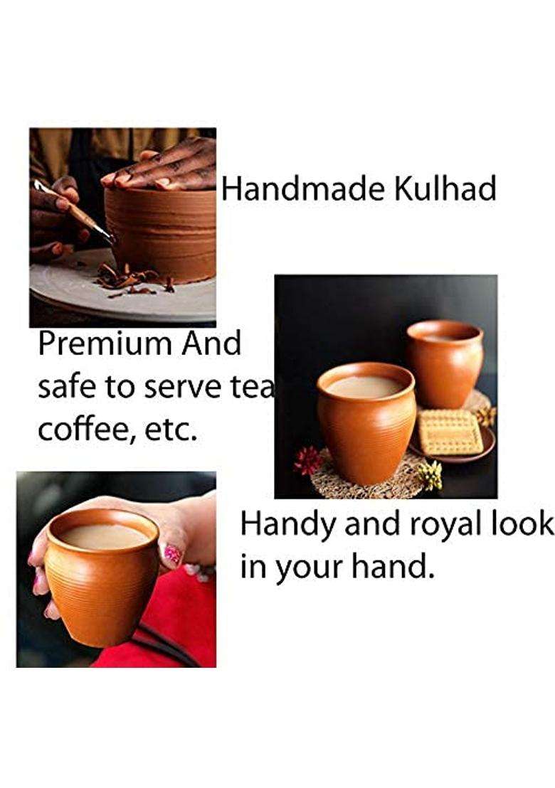 Pure Source India Clay Tea Kulhad Clay Tea Cup Coffee Mugs | 200 ml | 6.8 fl oz | 12-Piece Set - Indya