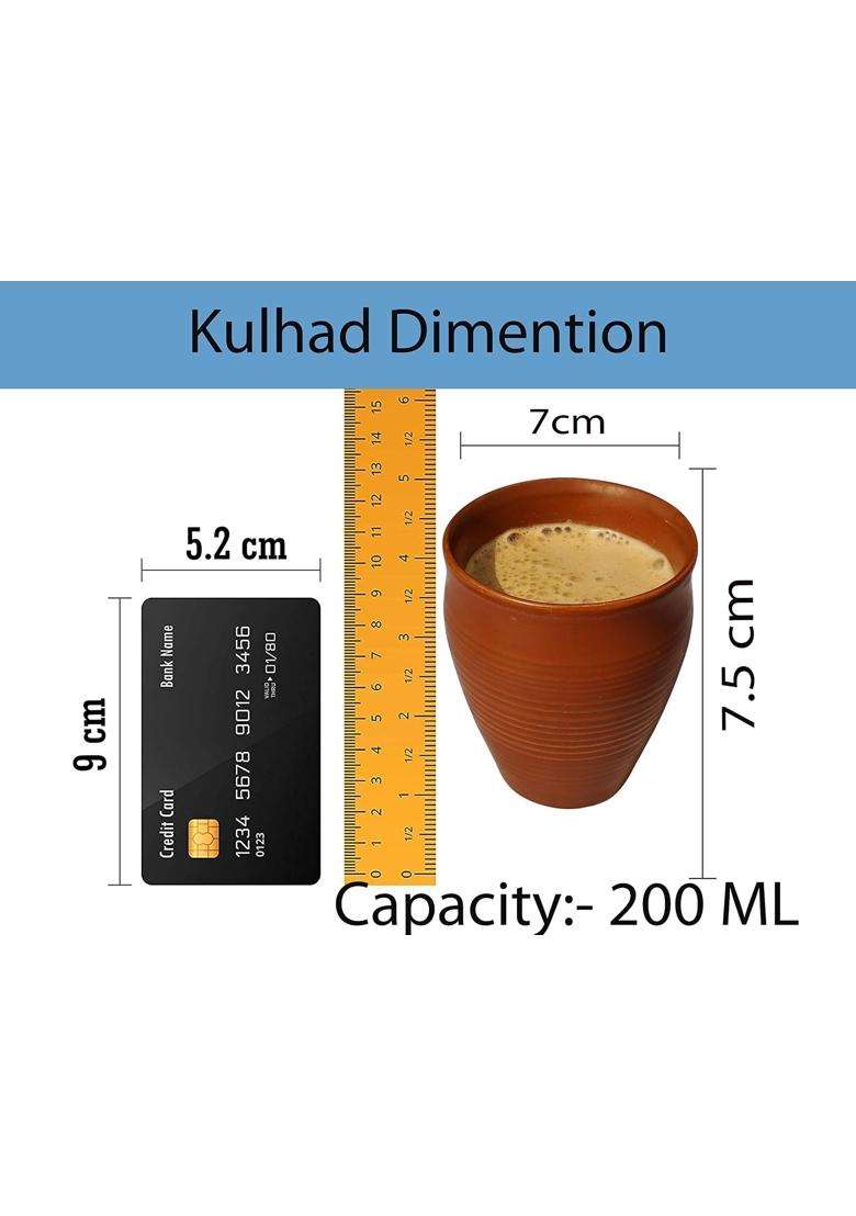 Pure Source India Clay Tea Kulhad Clay Tea Cup Set | 200 ml | 6.8 fl oz | 2-Piece Set - Indya
