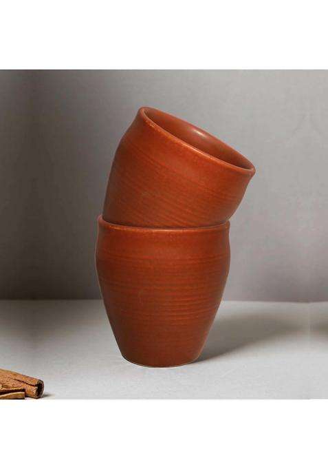 Pure Source India Clay Tea Kulhad Clay Tea Cup Set | 200 ml | 6.8 fl oz | 2-Piece Set