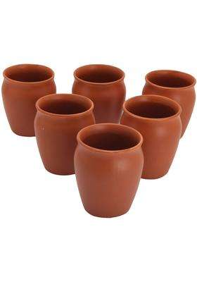 Organic Clay Crafts Clay Kullad Clay Tea Cup Glazed Terracotta Tea Kulhad Coffee Mugs | 200 ml | 6.8 fl oz | 6-Piece Set