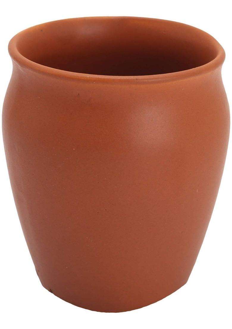 Organic Clay Crafts Clay Kullad Clay Tea Cup Glazed Terracotta Tea Kulhad Coffee Mugs | 200 ml | 6.8 fl oz | 6-Piece Set - Indya