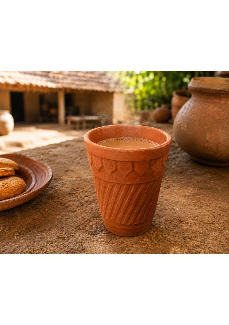 Clay Root Handmade Terracotta Cup | 100 ml | 3.4 fl oz | Pack of 6 - Indya