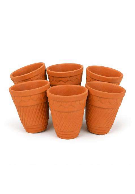 Clay Root Handmade Terracotta Cup | 100 ml | 3.4 fl oz | Pack of 6