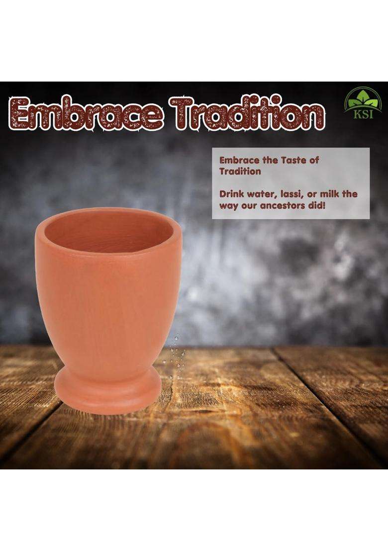 KSI Earthen Clay Water Glass | 250 ml | 8.5 fl oz | 2-Piece Set - Indya